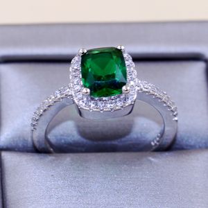 Charme mulheres anéis de diamante moda jóias 925 esterlina prata cz almofada forma anel de noivado para o presente do amante