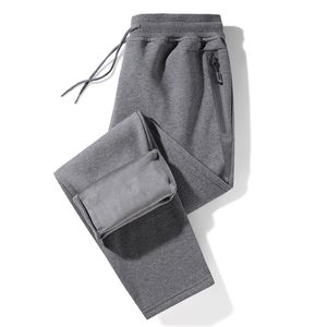 Kış Zip Cepler Kalın Sıcak Polar Sweatpants Erkekler Joggers Spor Rahat Parça Pantolon Erkek Artı Boyutu Termal Pantolon 8XL 211112