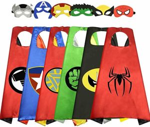 2020 Superhero Capes with Masks for Kids Birthday Party Supplies Party Favor Halloween Costumes Dress Up Girls Boys Cosplay Q0910