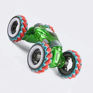 2.4G RC Car Gesture Sensing Remote Control Climbing Distortion Big Wheel Off Road Lights Car Cool Music Programming-green/orange