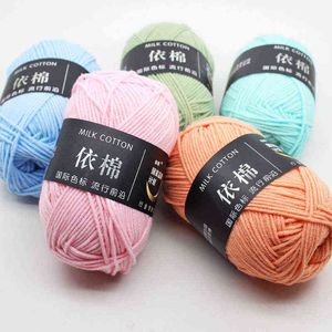 1PC 50 Grams/Ball Worsted Cotton Yarn Soft babycare Sweater Scarf Knitting Crochet Craft Thread Hand Knitting Wool Line Dyed Thread Y211129
