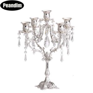 PEANDIM Stil Kristal Şamdan Düğün Centerpiece Şamdan Akşam Yemeği Deco Lüks Romantik Mum ışığında 35 Işıkları SH190924