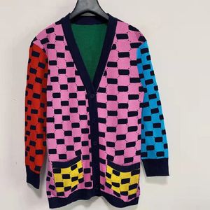 Women's Classic Pattern Cardigan Ladies Colorful Multicolor Sweater Women 2021FW Street Style Warm Sweaters Women's V-neck Cardigans