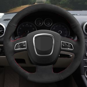 Car Steering Wheel Cover Genuine Leather Suede For Audi A3 8P Sportback A4 B8 Avant A5 8T A6 C6 A8 D3 Q5 8R Q7 4L S3 S4