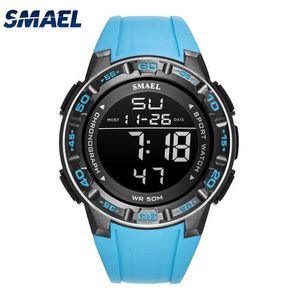 Nowy Zegarek Digital Digital Dla Mężczyzn Smael Luksusowe Zegary Marka 50m Waterprof Wrist Watch Wojskowy LED Light Reloj 1508 Męskie zegarki Sport Q0524