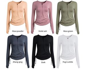 Kvinnors långärmad halv zip pullover Slim fit Athletic Yoga Topps Workout Running Shirts With Thumbholes