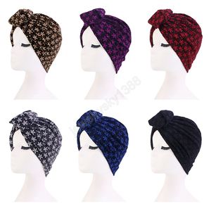 Moda senhoras brilhantes tampão de turbante knotted bandana headband chapéu respirável cocar mulheres hijabs headscarf islâmico