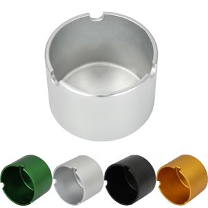 Rund Original Aluminium Rökning Cigarett Ashtray Med 3 Hållare Utomhus Modern Metal Cigar Ask Tray Container Tenn