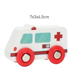 Veicoli in legno, giocattoli in miniatura, camion, elicottero, ambulanza