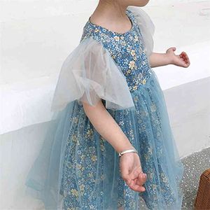 Dress Summer Stitching Mesh Princess Party Children Girl Clothes 210528