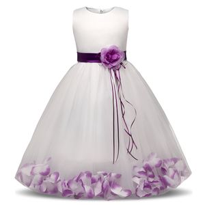 Flower Girl Baby Bröllopsklänning Fairy Petals Barnkläder Party Barnkläder Fancy Teenage Gown 4 6 8 10t 210727