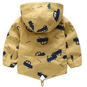 Boys Jackets Winter Autumn Spring Fashion Trend Kids Tops Baby Cars Pattern Long Sleeve Casua Hooded Coat For Boy 2-10Years 210414