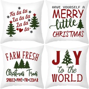 Christmas Cushion Cover 45*45 Red Merry Christmas Printed Polyester Decorative Pillows Sofa Home Decoration Pillowcase 40 styles