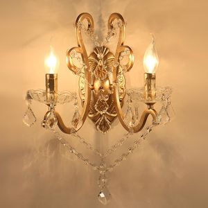 Vägglampor vintage gyllene färg kristalllampa enkel e14 vardagsrum sovrum sovrum dekor hem sconce lampor