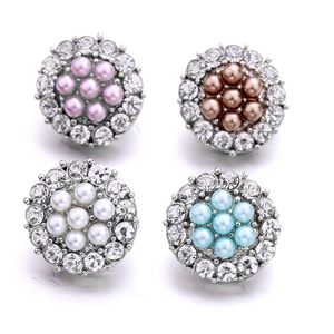 Toptan Gümüş Renk Snap Düğmesi Charms Akrilik Takı Bulguları Kristal Rhinestone 18mm Metal Snaps Düğmeler DIY Bilezik Mücevherat