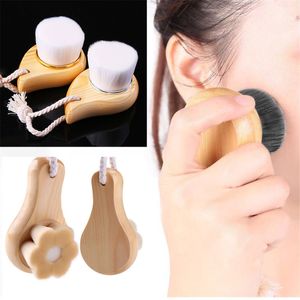 Facial Bamboo Wood Handle Cleansing Brush Beauty Tools Wooden Soft Fber Hair Manual Face Brushes Skin Care Handheld Washing Bristle Cleaning for Deep Pore