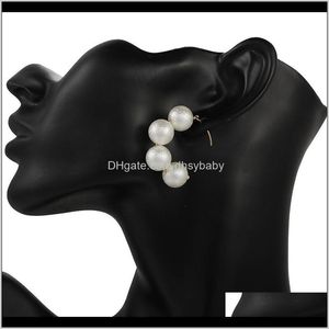 Dangle & Chandelier Drop Delivery 2021 Cotton Pearl Beads Round Big Hoop Earrings For Women Girl Handmade Bohemia Open Circle Statement Earri
