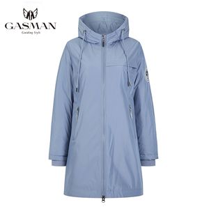 Gasman Fashion Brand Blue Теплая Осенняя Женская Куртка Длинный с капюшоном Для Женщин Пальто Сплошной Хлопок Женский Ветерзащитный Даун Parka 210913