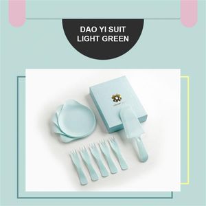 Wholesale cake shaped pans for sale - Group buy Disposable Dinnerware set Tableware Birthday Cake Knife Fork Paper Pan Drop shaped Plate Set For Bakery Shops