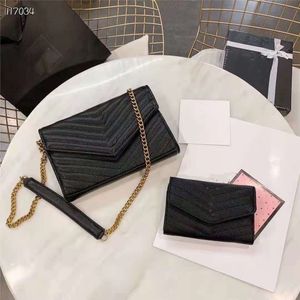 Designer women's one shoulder chain bag + short wallet two pack gift box