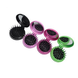 Folding Air Bag Comb with Mirror Compact Pocket Size Portable Travel Hair Brush Cosmetic Mirror Head Massager Relax