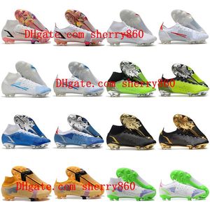 Mens Soccer Shoes Mercurial Superfly VIII 8 Elite FG ACC Cleats Cristiano Ronaldo CR7 Football Boots Green Red Black White Pink Yellow Blue Footwear