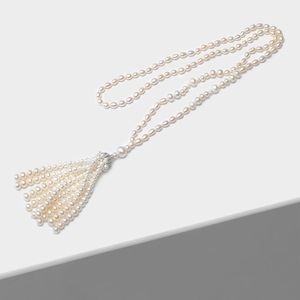 Amorita boutique Fashion natural pearl 925silver long necklace
