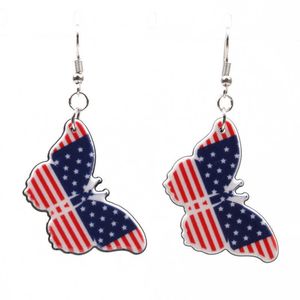 New American Flag Acrylic Butterfly Heart Shaped Earring Studs Korean Dangle Tea Luxury Smycken Earringar Mode Smycken 2020 Q0709