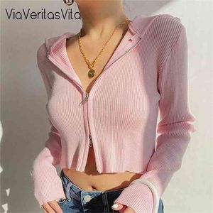 Cardigan Cardigan Mulheres Outwear Mujer Zoravcky Basic Coat Jogger Curto Esporte Hoddied Crop Top Femme Casual Outono 210914