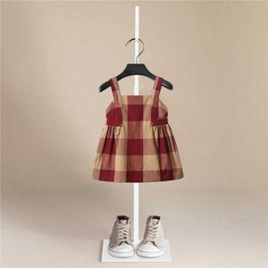 2021 Fashion Girls Summer Dresses Kids Clothes Children Sleeveless Plaid Striped Princess Dress Elegant 1 -5 Year Girl Dres Q0716