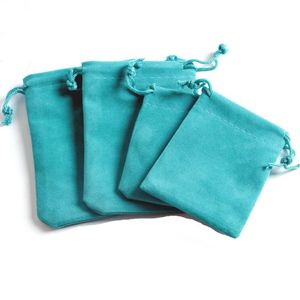 Turquoise Velvet Gift Bags 7x9cm pack of 50 Custom Logo Sack Makeup Jewelry Drawstring Pouches