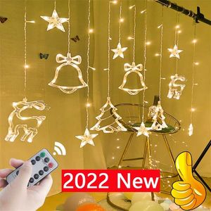 LED-Weihnachtslichter Girlande Lichterkette String Star Lampe Außenvorhang Dekor für Party Urlaub Hochzeit Jahr Dekoration 211109