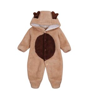 Christmas Infant born Baby Girls Boys Deer Romper Autumn Winter Long Sleeve Jumpsuit Warm Xmas Clothing 210515