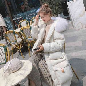 winter coats web celebrity long over-the-knee down jacket thick loose cotton-padded 210923