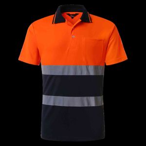 Two Tone Work Reflective Safety Clothing Quick Drying Short Sleeve T-Shirt Protective Cloth Construction Worker