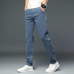 2021 Autumn New Classic Style Men's Stretch Slim Casual Pants Letter Embroidery Fashion Trousers Male Black Lake Blue Light Gray Y0811