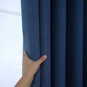 Tecido nórdico do quarto do estilo da cortina de engrossar para a cortina do quarto para a janela da sala de visitas cortinas azuis luxuosas 211203