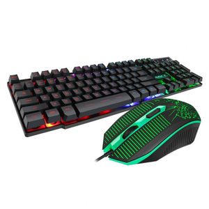 Nuovo KM-680 USB Luminoso Computer Tastiera da gioco Mouse Kit Impermeabile Retroilluminazione ABS Sensore ad alta precisione Tastiera Mouse Kit