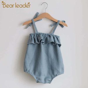 Bear Lider Born Baby Kombinezon Cute Bow-Knot Sling Kostiumy dla malucha Girls 6-24m Bawełna Ruffles Ruchom Lato Odzież 210708