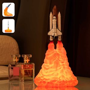Space Shuttle Moon Lamps Night Lights USB Rechargeable Rocket Night Light for Space Lover Indoor Desk Room Decoration Lights Y0910