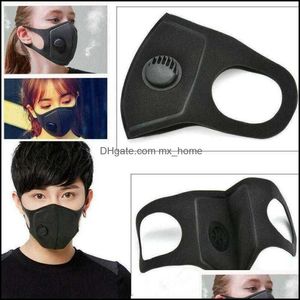 Designer Housekee Organization Home & Gardendesigner Masks 3D Dustproof Face Black Breathing Vae Sponge Mask Washable Reusable Anti-Dust Fog