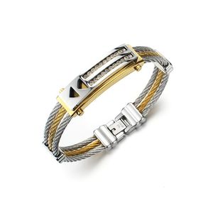 Braccialetti con ciondoli in zirconi cubici a doppio strato di moda in stile coreano per le donne Bracciale in filo di acciaio inossidabile per ragazze Bracciale Pulseira Feminina