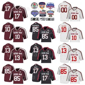 NCAA College Football Am Texas Aggies Jersey 10 Zach Calzada 13 Haynes King 28 Isaiah Spiller 6 Devon Achane 0 Ainias Smith 85 Jalen Wydermyer Red Black White Team