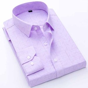 Koszulki do kratki Mężczyźni Z Długim Rękawem Casual Slim Twill Mężczyzna Koszula Z Długim Rękawem Work Business Camisas Non Iron Chemise Homme (14+ kolor) 210524