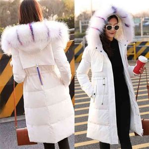 Modig bubbla hooded down bomullsrock damer parker jacka stor krage trim vinter topp varm päls kvinnor fodrade puffer coats 210923