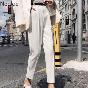 Korean Solid Women Pants Autumn Zipper Fly High Waist Pantalon Femme Simple Ankle-Length 45284 210422