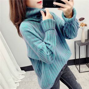 Ciepłe Damskie Turtleneck Swetry Winter Topy Dla Kobiet Casual Pullover Jumper Z Długim Rękawem Dzianiny Kobieta 210428