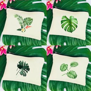 Cosmetic Bags & Cases Tropical Plant Print Bag Fashion Makeup Case Women Travel Zipper Toiletry Organizer Storage Pouch Wash Kit Lady Clutch