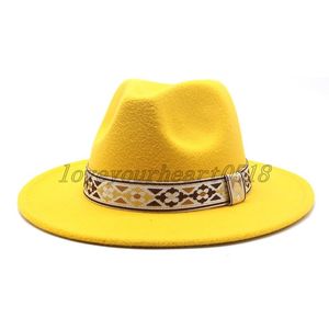 Casual Fedora Hat for Women Men Vintage Wide Brim Felt Jazz Hat Winter Panama Trilby Formal Party Hats chapeau femme