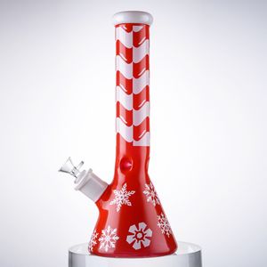 Partihandel Xmas glas Bongs Julstil Hookahs Ice Pinch Straight Tube Big Beaker Bong Oil Rigs DAB Rig 18mm Joint Water Pipes med diffus downsteme wp21102